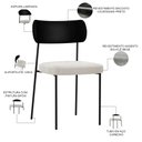 Ver imagem 4 de Kit 08 Cadeiras Estofadas para Sala de Jantar Melina L02 Couríssimo Preto Bouclê Creme - Lyam Decor