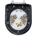 Ver imagem 1 de Assento Sanitario Poliester Decorado Borboleta Carrara Preto para vaso Deca