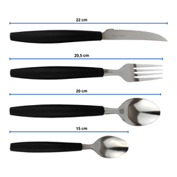 Jogo de Talheres Inox 25 Peças Faqueiro Linha Caprese Com Porta Talher Preto Fratelli - 5