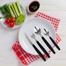 Jogo de Talheres Inox 25 Peças Faqueiro Linha Caprese Com Porta Talher Preto Fratelli - 8