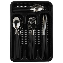 Jogo de Talheres Inox 25 Peças Faqueiro Linha Caprese Com Porta Talher Preto Fratelli - 2