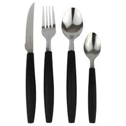 Jogo de Talheres Inox 25 Peças Faqueiro Linha Caprese Com Porta Talher Preto Fratelli - 3