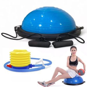 Bola Bosu Com Elastico Grande Yoga Reabilitaçao Pilates Fisioterapia Academia Ginastica Alongamento 