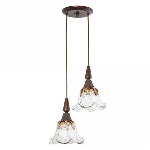 Pendente Canga 2 Cúpulas Vidro Country Madelustre