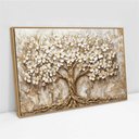 Ver imagem 2 de Quadro Decorativo Árvore da Vida Flores Brancas Fundo com Textura Sala Quarto Casa Escritório