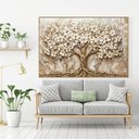 Ver imagem 1 de Quadro Decorativo Árvore da Vida Flores Brancas Fundo com Textura Sala Quarto Casa Escritório