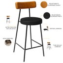 Ver imagem 4 de Kit 03 Banquetas Baixa Cozinha Sala Jantar Bancada Milão L02 Couríssimo Whisky Preto - lyam decor Ly