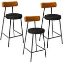 Ver imagem 1 de Kit 03 Banquetas Baixa Cozinha Sala Jantar Bancada Milão L02 Couríssimo Whisky Preto - lyam decor Ly