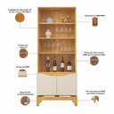 Ver imagem 4 de Cristaleira de Madeira com Vidro para Sala de Jantar Bar Clarice D05 Cedro Off White - Lyam Decor