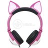 Fone de Ouvido Gatinho Sem Fio Com Led Orelha Gato Dobrável Infantil Microfone H'Maston - Rosa - 2