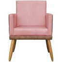 Ver imagem 5 de Kit 2 Poltronas Decorativa para Sala Recepção Escritório Consultório Lis Corino Peroba e Suede