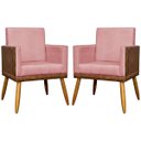Ver imagem 1 de Kit 2 Poltronas Decorativa para Sala Recepção Escritório Consultório Lis Corino Peroba e Suede