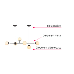 Lustre Pendente Jabuticaba Preto Vidro Opaco Inovartte Inl98 - 4