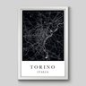 Quadro Mapa Turin - 60x40cm - Moldura Padrão Branco - 1