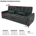 Ver imagem 4 de Sofa Cama 2 Lugares 200cm Pillar Veludo E401 Chumbo Milani Store