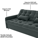 Ver mais imagens de Sofa Cama 2 Lugares 200cm Pillar Veludo E401 Chumbo Milani Store