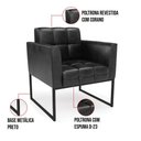 Ver imagem 3 de Kit 1 Sofá Namoradeira e 2 Poltronas Elisa Corano Base Metálica Industrial Preto - D'Rossi Cor