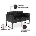 Ver imagem 7 de Kit 1 Sofá Namoradeira e 2 Poltronas Elisa Corano Base Metálica Industrial Preto - D'Rossi Cor