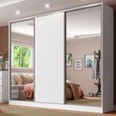 Ver imagem 1 de Guarda-Roupa Casal 100% MDF Madesa Royale 3 Portas de Correr com Espelhos Branco Cor:Branco