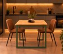 Ver imagem 4 de Mesa de Jantar Reforçada Industrial 160x90cm Tampo Bege Pés Verde