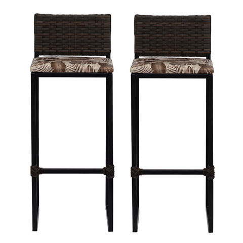 Kit 2 Bancos Quadrado Junco Argila para Bancada Alta Cozinha Área Gourmet Bistrô Piscina Bar