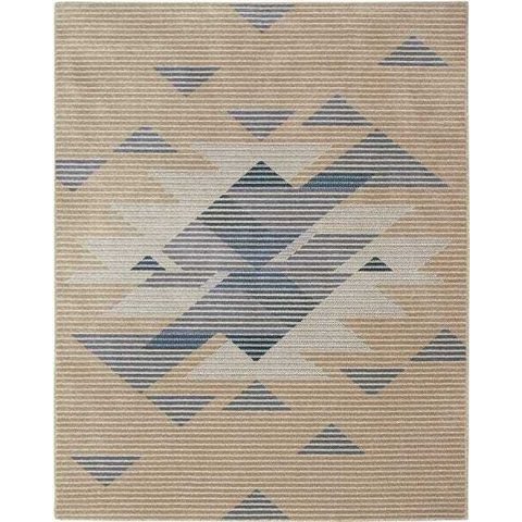 Tapete São Carlos Supreme Pirâmides 1,50 x 2,00 Geométrico Azul e Bege