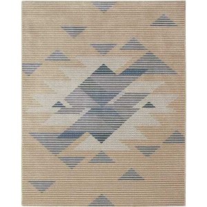 Tapete São Carlos Supreme Pirâmides 2,00 x 2,90 Geometrico Azul e Bege