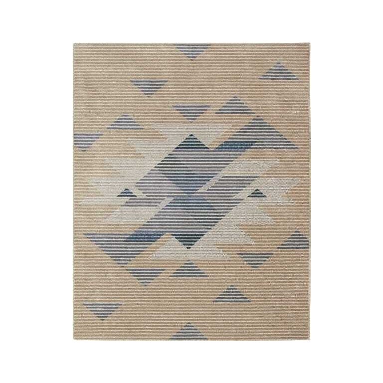 Tapete São Carlos Supreme Pirâmides 2,00 x 2,90 Geometrico Azul e Bege