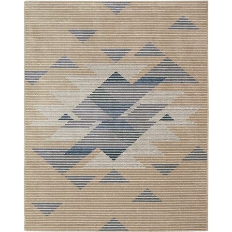 Tapete São Carlos Supreme Pirâmides 2,50 x 3,50 Geometrico Azul e Bege