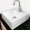 Ver imagem 1 de Cuba Quadrada Branca Com Torneira CA04 e Valvula Cromada