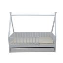 Ver imagem 1 de Bicama Solteiro Cabana Montessoriana Madeira Maciça Pinus - Branco - Grade Vertical Completa