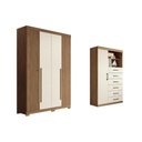 Ver imagem 1 de Quarto Completo Casal Guarda Roupa 4 Ptas Buriti + Cômoda Marabá Areia S. Andirá