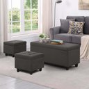 Ver imagem 1 de Kit Recamier Madri 1,40m + 2 Puff Suede Grafite - Inova Decor Inova Decorações Kit Madri