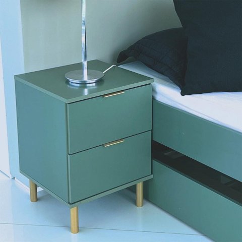 Mesa de Cabeceira Ditália 2 Gavetas Dm-125 Verde Oliva