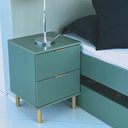 Ver imagem 3 de Mesa de Cabeceira Ditália 2 Gavetas Dm-125 Verde Oliva