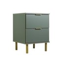 Ver imagem 3 de Mesa de Cabeceira Ditália 2 Gavetas Dm-125 Verde Oliva