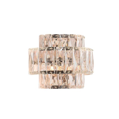 Arandela Dourada com Cristais Transparente 2g9 16cm 15687-pl
