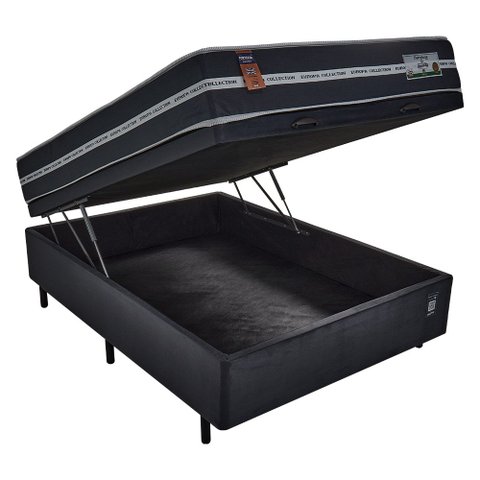 Cama Box Baú com Colchão Casal Molas Ensacadas New Barcelona Firme Fortezza 138x188 Fortezza Colchõe