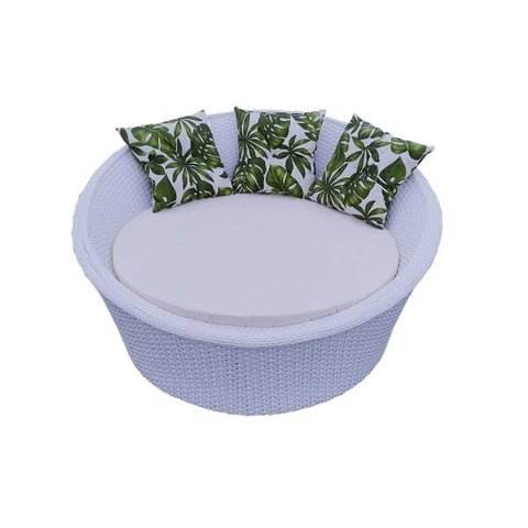 Poltrona Chaise Cor Branca Fibra Sintética, para Area Externa