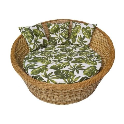 Poltrona Chaise Cor Fibra Natural Tecido Zimbros Verde Karsten