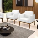 Ver imagem 2 de Kit 2 Poltronas Base de Madeira Fixa Castanho Marisa Corano D03 - D'Rossi Branco