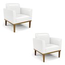 Ver imagem 1 de Kit 2 Poltronas Base de Madeira Fixa Castanho Marisa Corano D03 - D'Rossi Branco