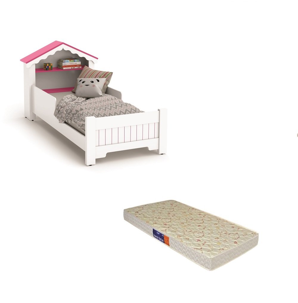 Mini cama Juvenil Infantil Gatinho Branca/Rosa Com Colchão