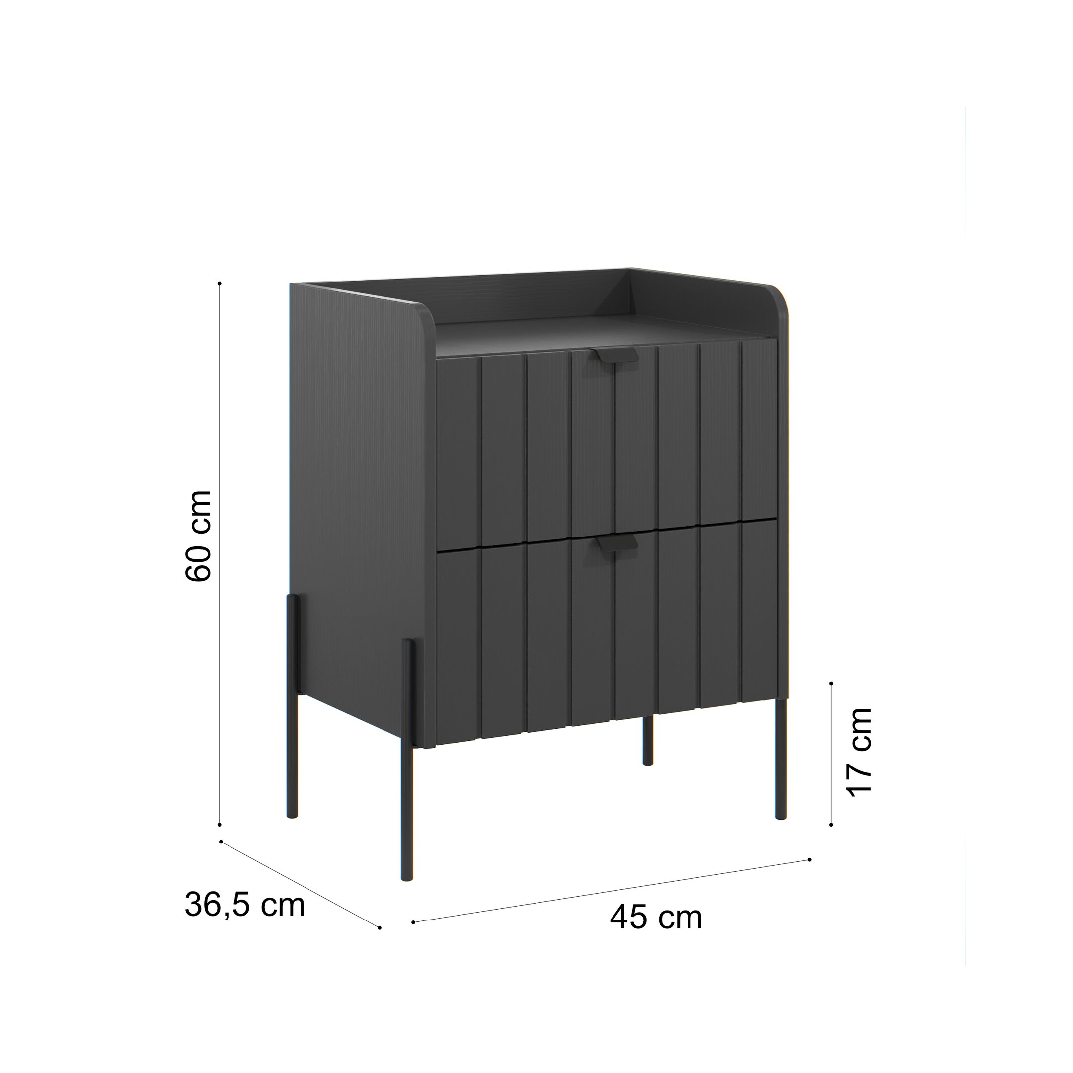 Mesa de Cabeceira com Gaveta Grafite para Quarto Moriah 45cm Base de Ferro Preto - 6