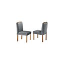 Ver imagem 4 de Conjunto Sala de Jantar 6 Lugares Mesa e Cadeiras Munique Madeira Maciça Veludo Cinza Profundo