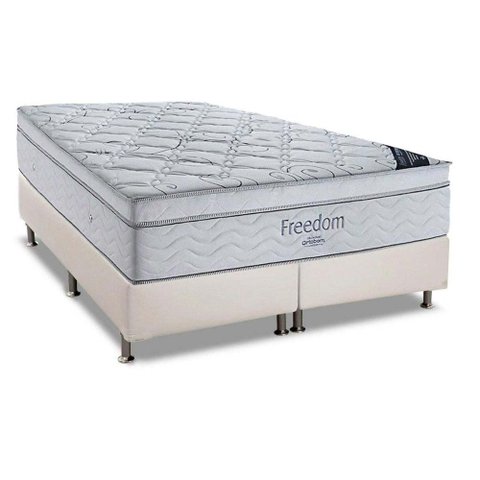 Cama Box King: Colchão Molas Superpocket Ensacadas Ortobom Freedom + Base Crc Courano White (