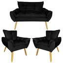 Ver imagem 1 de KIT Namoradeira Opala + 2 Poltronas para Sala Preto