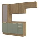 Ver imagem 3 de Armário de Cozinha Modulada Completa Reta 5 Peças 2,50m Botanic Kappesberg - Nogueira/verde Oliva