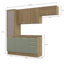 Ver imagem 3 de Armário de Cozinha Modulada Completa Reta 5 Peças 2,50m Botanic Kappesberg - Nogueira/Verde Oliva