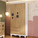 Ver imagem 1 de Guarda-roupa Infantil 92cm 3 Portas 2 Gavetas Suspiro Multimóveis Mp4457 Branco/madeirado